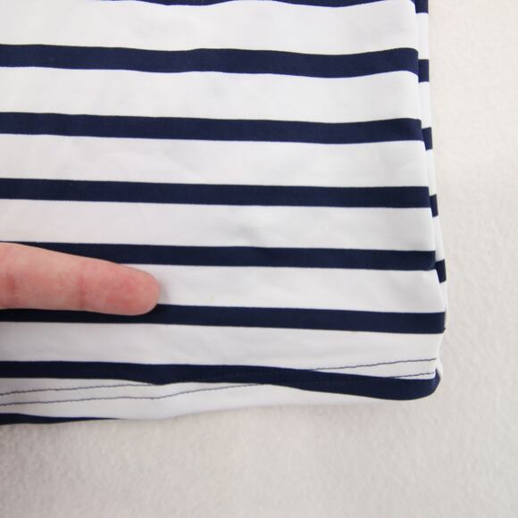 Lands End Tankini Top White Navy Striped Floral Print Round Neck Sleeveless 6 - Picture 6 of 9